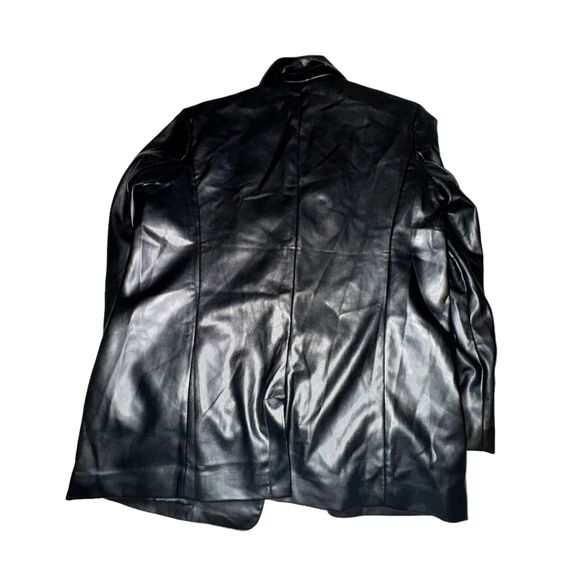 Good American Faux Leather Jacket Women's Size L/XL Black Open Front Pockets NWT - Picture 6 of 9